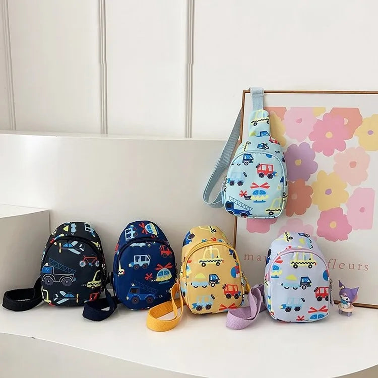 Kid'S Nylon Car Cute Streetwear Oval Zipper Fanny Pack