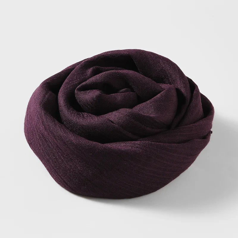 women's simple style solid color cotton and linen silk scarves