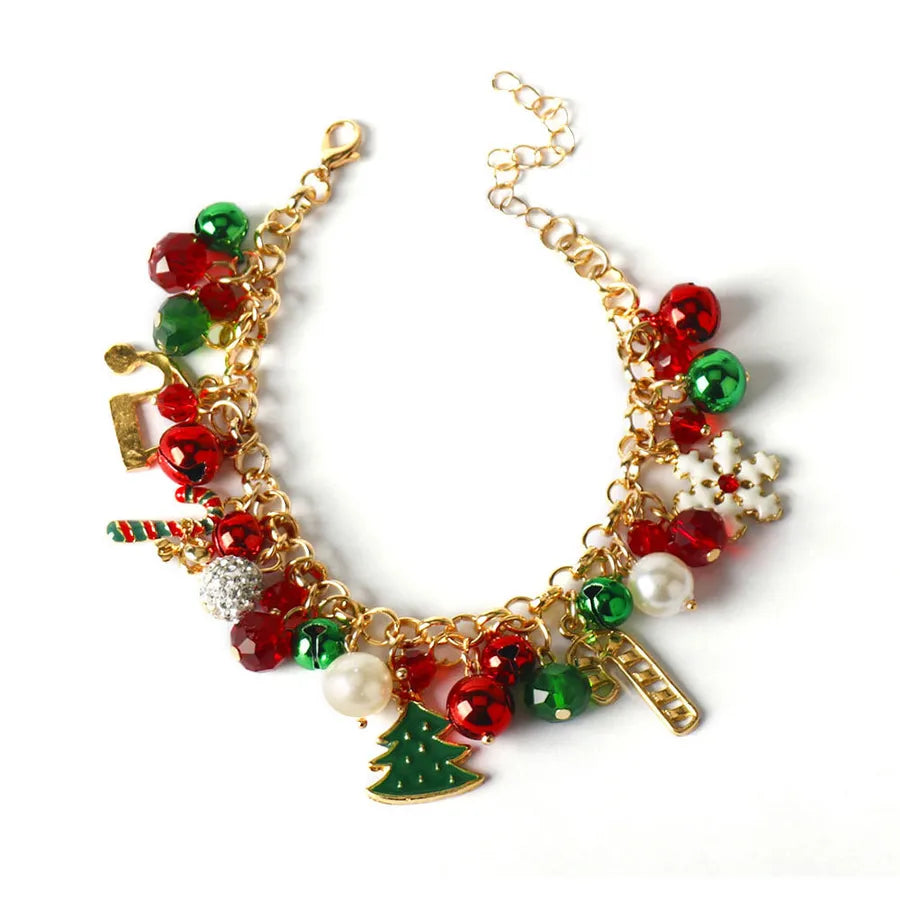 Creative Christmas Themed Bracelet Fashionable Alloy Snowflake Deer Design Festival Gift Asymmetric Electroplated Cartoon Style