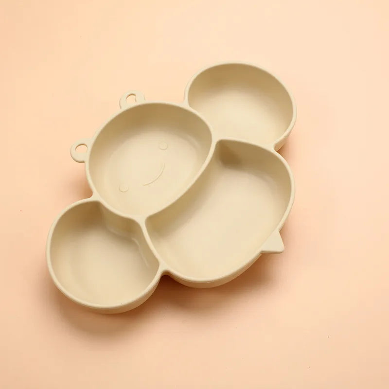 Little Bee cartoon tableware food grade silicone children's plate children's eating bowl baby water Cup Bowl Spoon suit