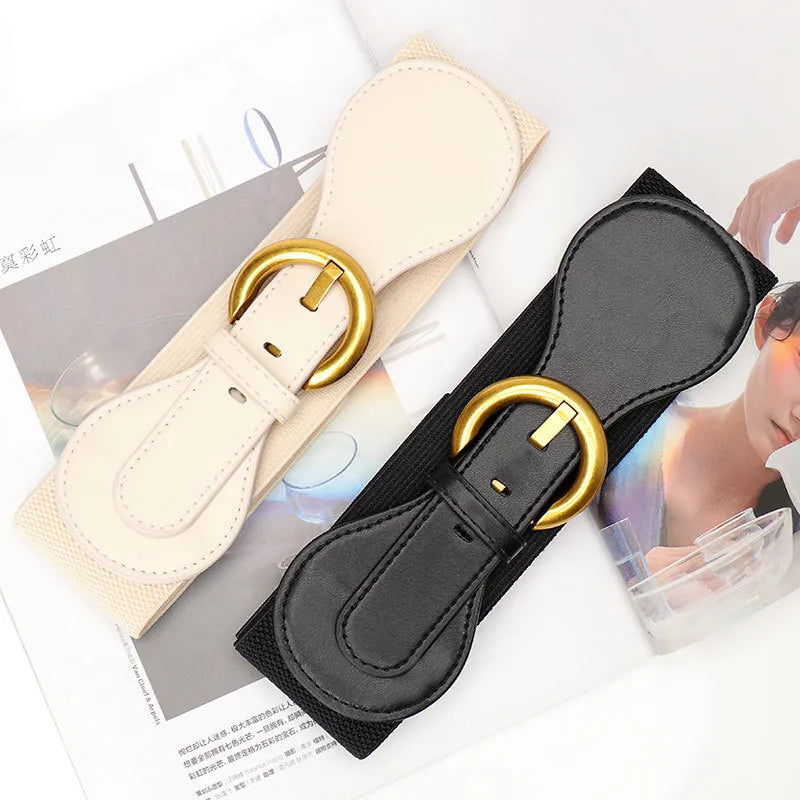 Elegant Solid Color Imitation Leather Women's Leather Belts