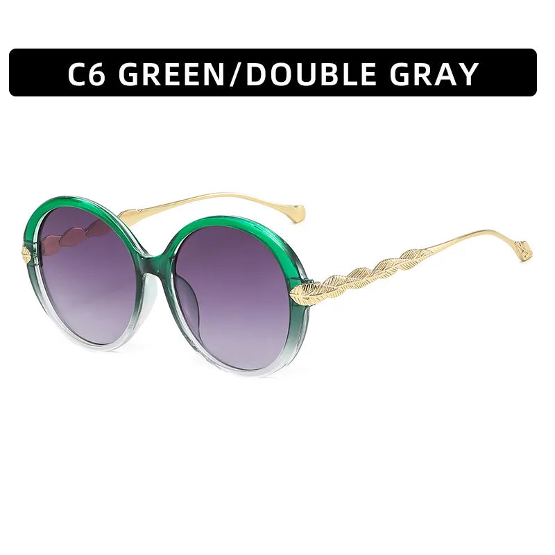 women's retro color block resin round frame full frame sunglasses