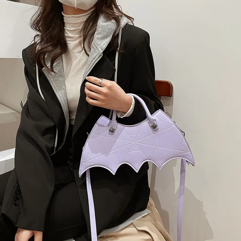 Halloween Women'S Medium Pu Leather Bat Fashion Zipper Handbag