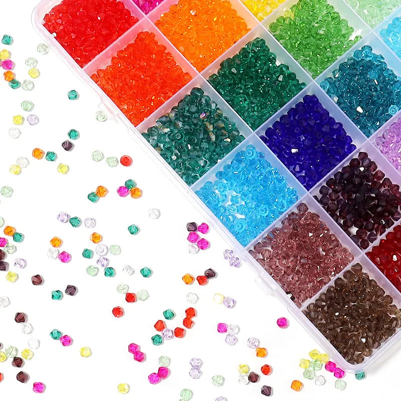 hot sale 24grid 4mm crystal glass cut pointed beads boxed diy bracelet clothing accessories suit wholesale
