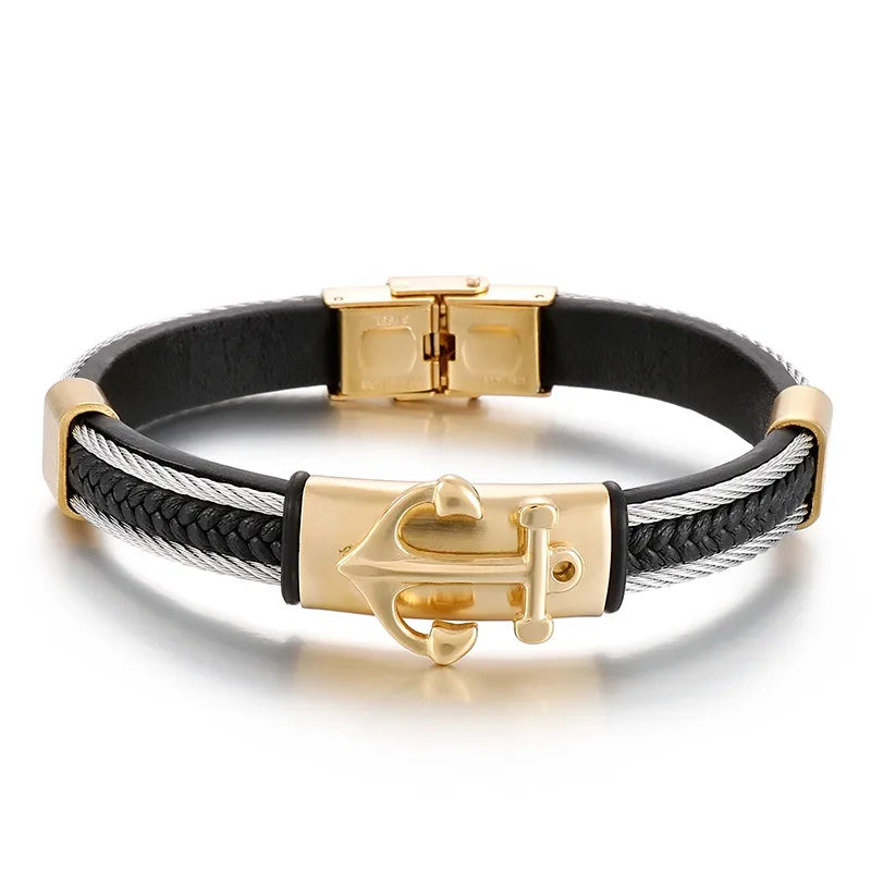 1 piece fashion anchor titanium steel men's bangle