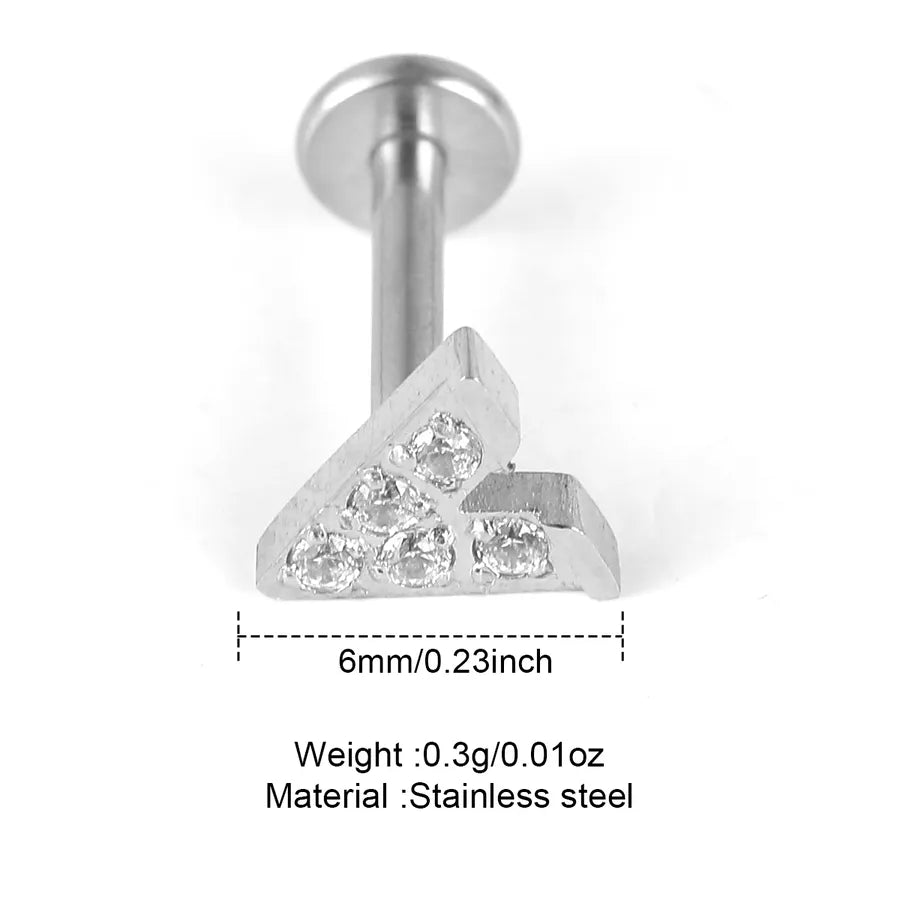 1 Piece Lip Rings Classic Style Solid Color 304 Stainless Steel 316 Stainless Steel  Polishing Inlay Zircon Lip Rings