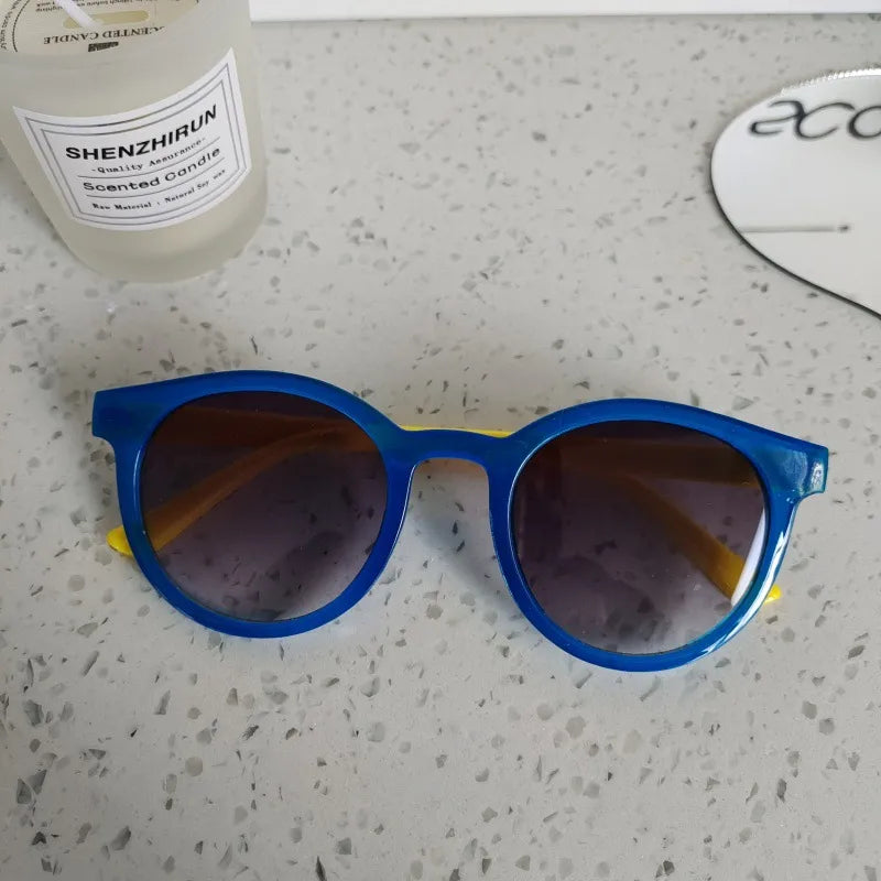 Simple Style Classic Style Solid Color UV400 Protection Resin Round Frame Full Frame Kids Sunglasses