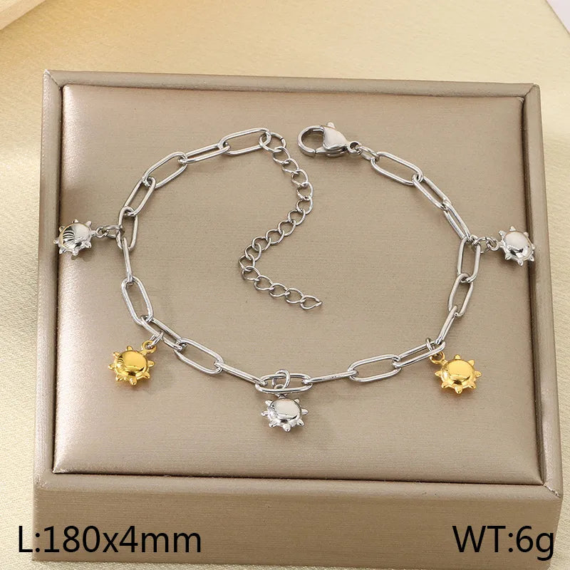 IG Style Vintage Style Cherry Ocean Butterfly 304 Stainless Steel 18K Gold Plated Paperclip Chain Bracelets In Bulk