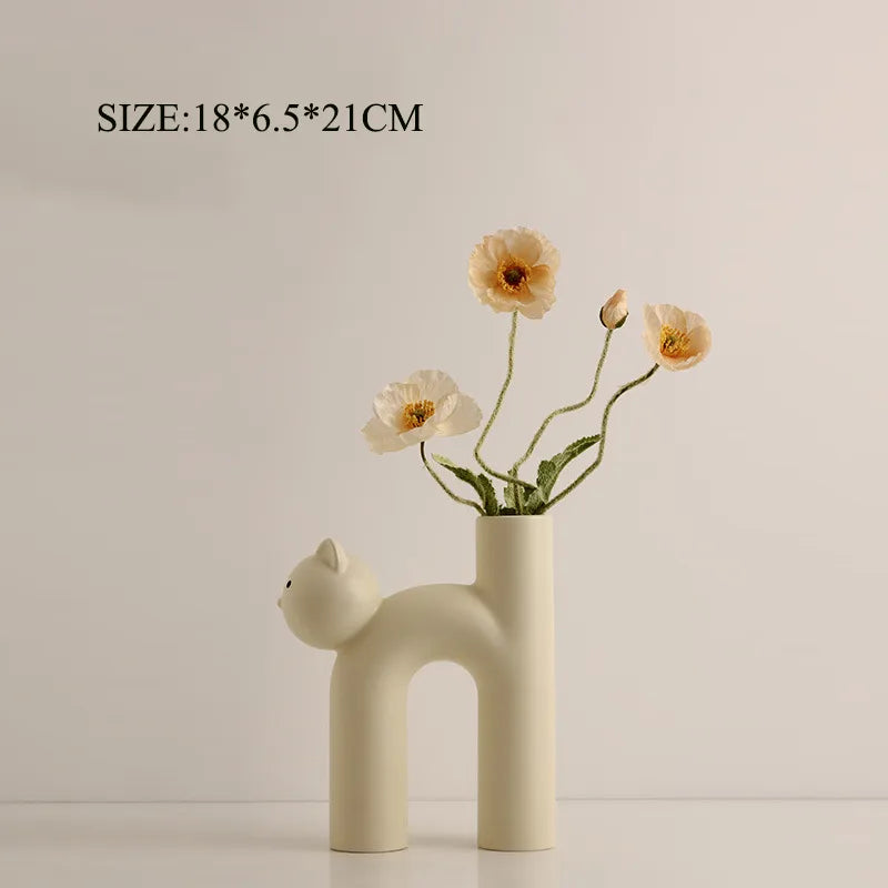 classic style cat ceramics vase
