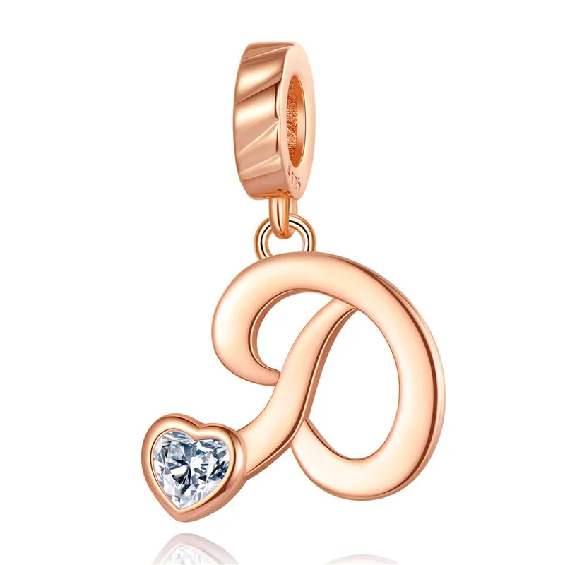 Ornament Letter Pendant S925 White Copper Rose Gold Necklace Pendant Diy Bracelet Charm Cross-Border Hot Sale Accessories