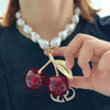 Elegant Luxurious Romantic Cherry 18K Gold Plated Imitation Pearl Resin Copper  Statement Necklaces Wholesale