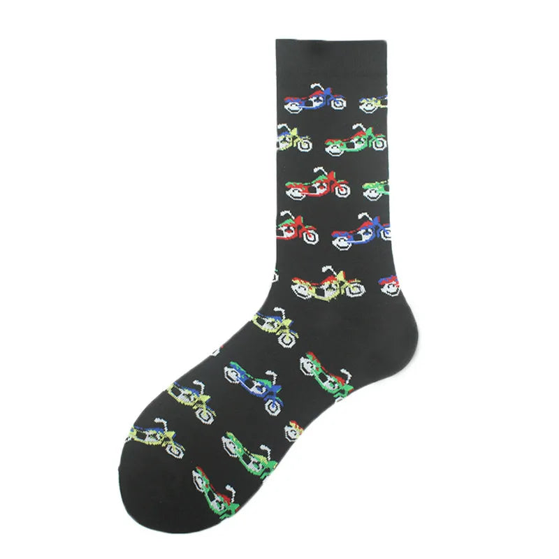 men's fashion cartoon nylon cotton printing crew socks a pair