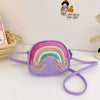 Girl'S Pu Leather Rainbow Cute Square Zipper Shoulder Bag