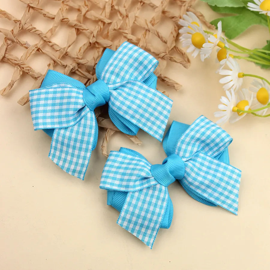 New British Academy Style Ins Pair of Fresh Plaid Bow Hairpin Handmade Hair for Girls
