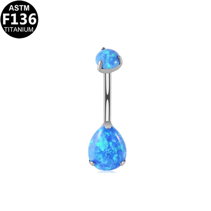 1 Piece Belly Rings Classic Style Shiny Water Droplets Pure Titanium Titanium Alloy Plating Inlay Opal Zircon 14K Gold Plated White Gold Plated