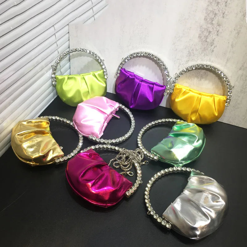 nylon solid color dumpling shape evening bags