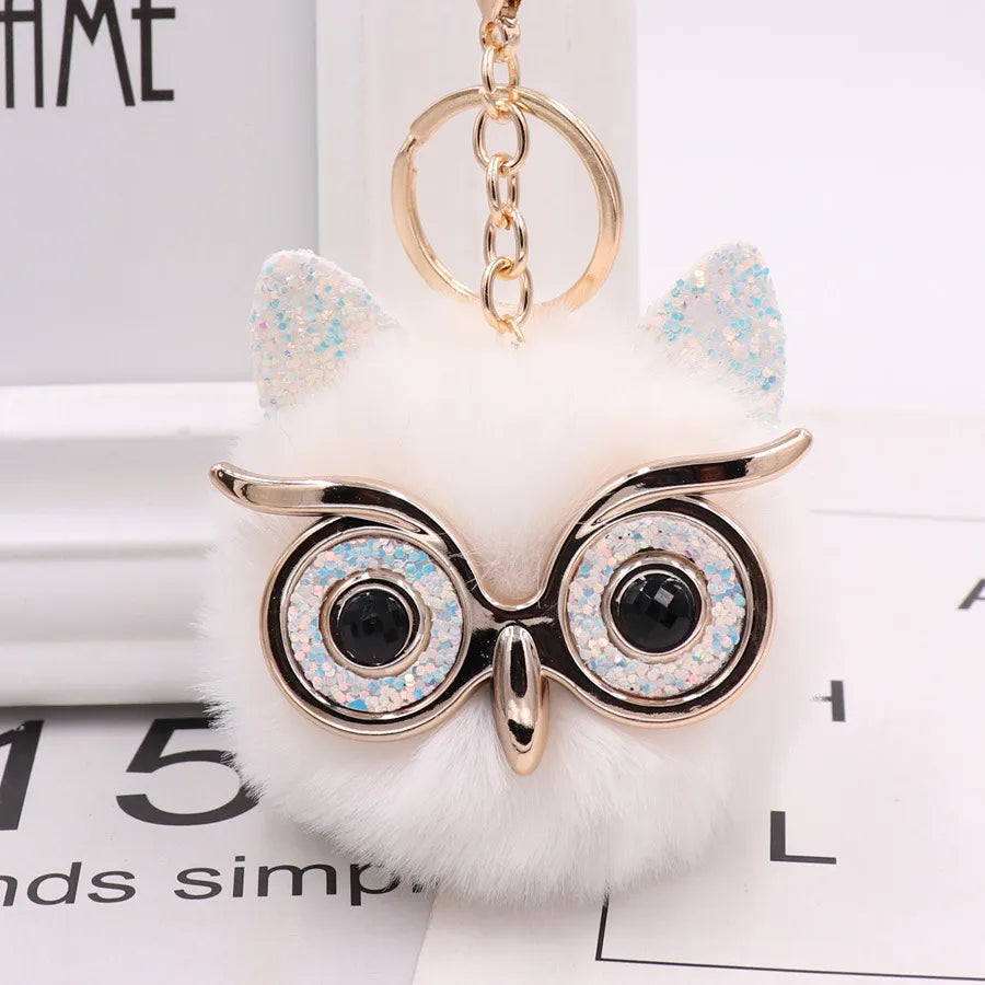 cute owl alloy plush unisex bag pendant keychain 1 piece