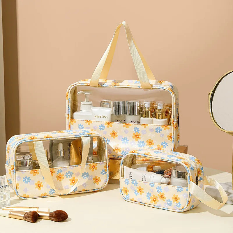 cute pastoral solid color pu leather makeup bags