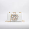 white red black pu leather flower rhinestone square evening bags