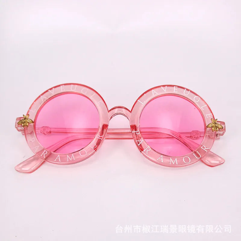 Factory in stock wholesale  new children's glasses round sunglasses small bee baby colorful sunglasses