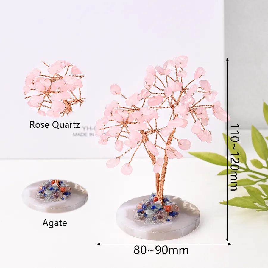 Elegant Handmade Simple Style Tree natural stone copper wire Ornaments Artificial Decorations
