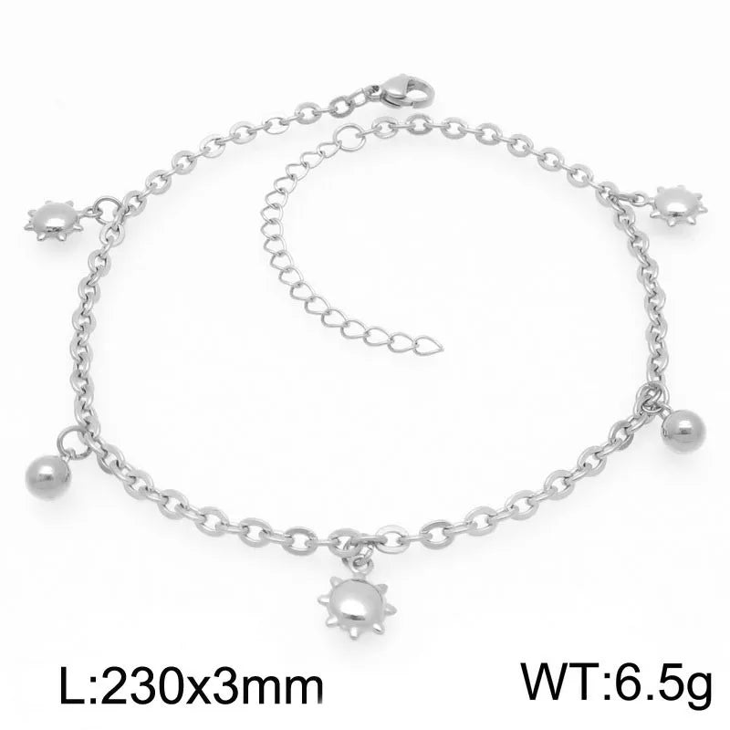 Wholesale Jewelry IG Style Vintage Style Star Moon Cherry 304 Stainless Steel 18K Gold Plated Anklet