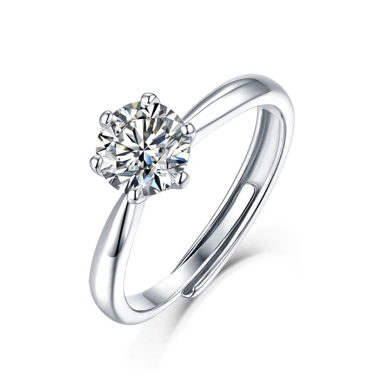 Moissanite 925 Sterling Silver Open Rings GRA Certificate Geometric Open Rings