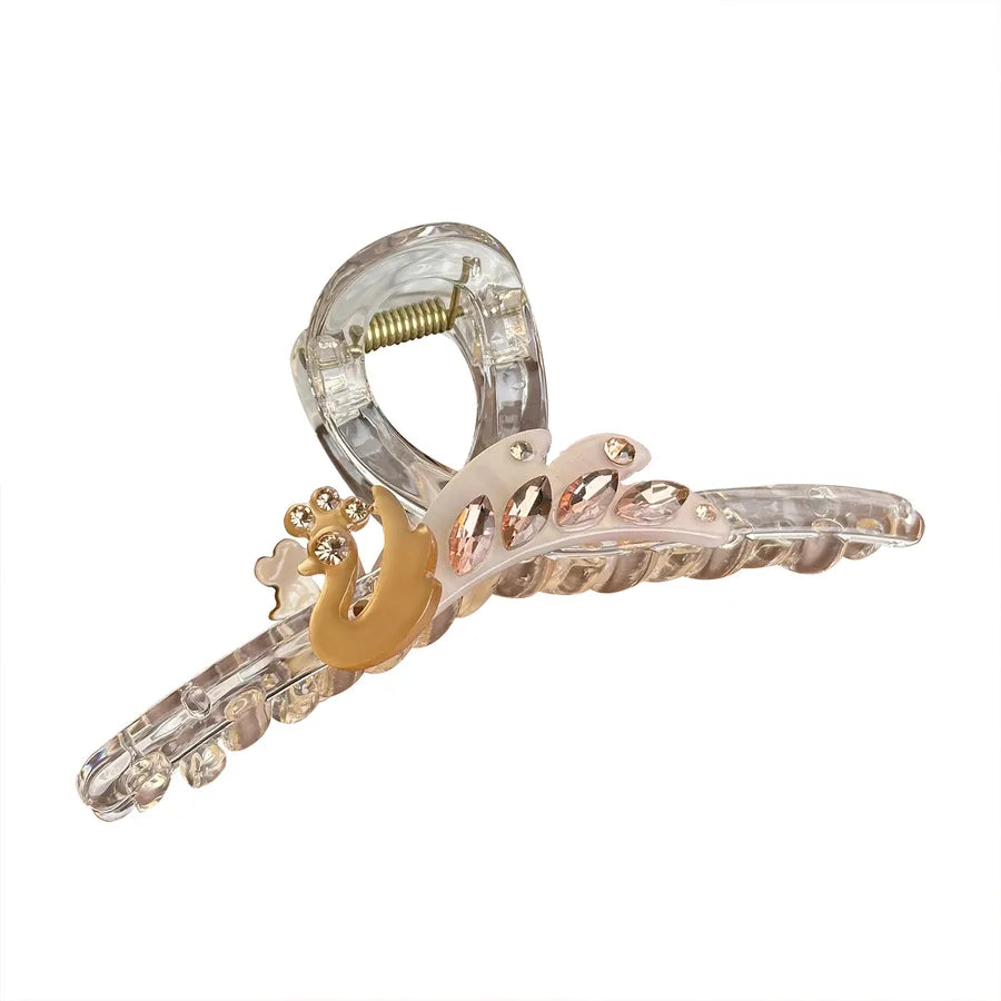 Dove High-End Acetate Hair Clip Diamond-Embedded Shark Clip Large Size Versatile Hair Accessories For Women Stylish Hair Decorations