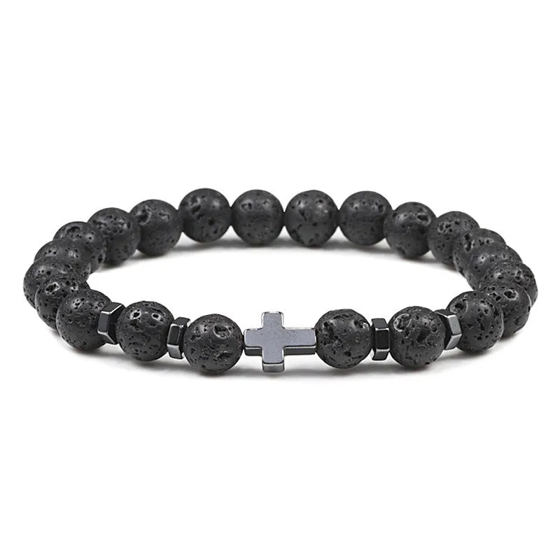 Hot Selling Natural Stone Cross Bracelet Fashion Niche Men's Bracelet Gift Yiwu Jewelry Wholesale