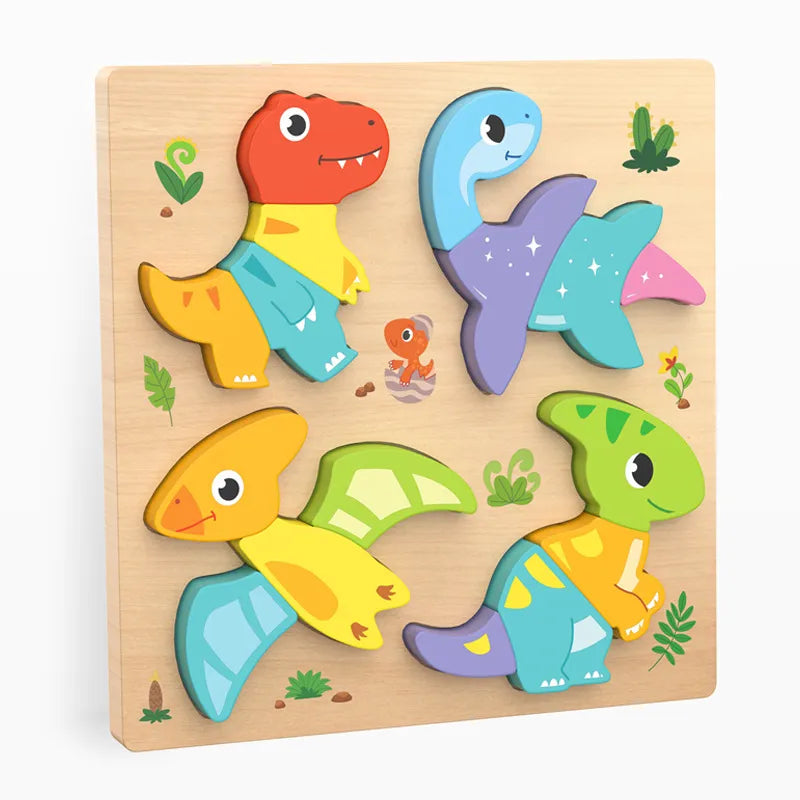 Mengshi Early Education Wooden Puzzle Baby Children Handmade Animal Shaped Gift Toy Educational Plaything For Toddler Kids