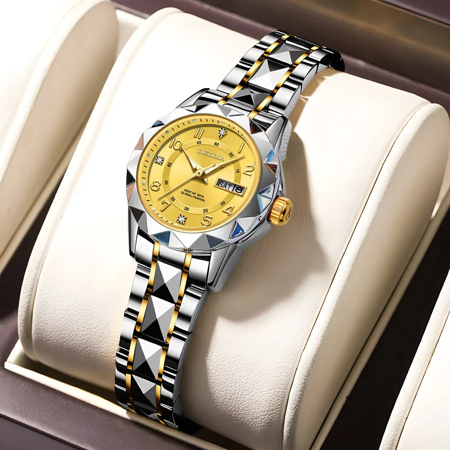 Simple Style Classic Style Color Block Solid Color Butterfly Double Snap Quartz Women's Watches