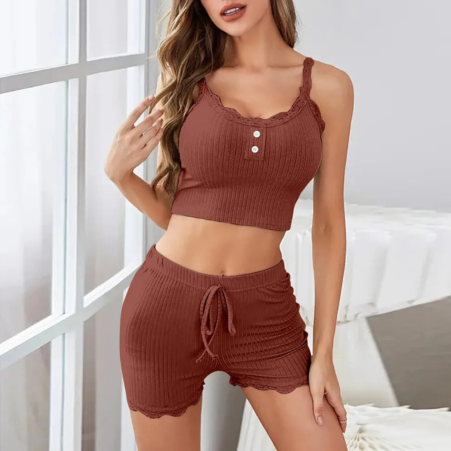 Comfortable European-Style Milk Silk Women's Nightdress Sleeveless Shoulder Strap Short Suit Home Outdoor Hotel Bath Leisure Stretch Four Seasons Universal