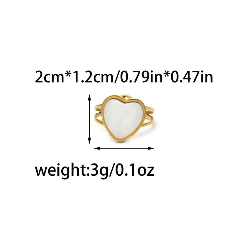 Wholesale Jewelry Vintage Style Simple Style Commute Square Oval Heart Shape 304 Stainless Steel 18K Gold Plated Plating Open Rings