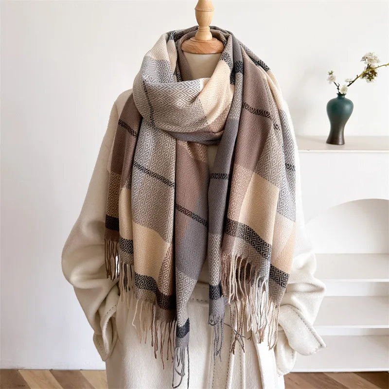 Unisex Casual Elegant Lattice Polyester Scarf