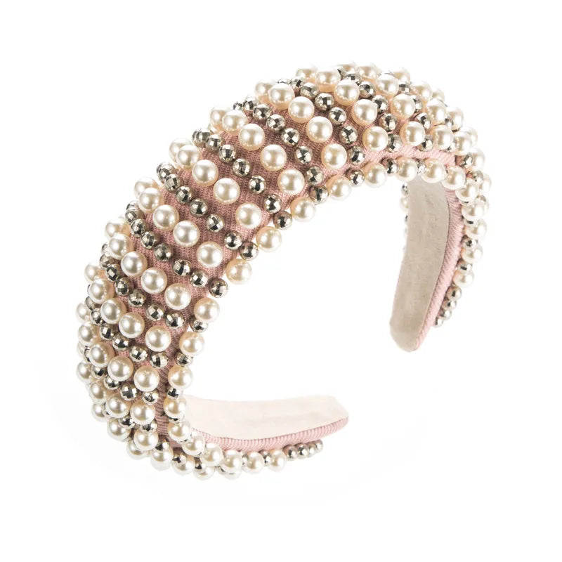 fashion thick sponge pearl headband female online influencer retro headband high skull top hair accessories