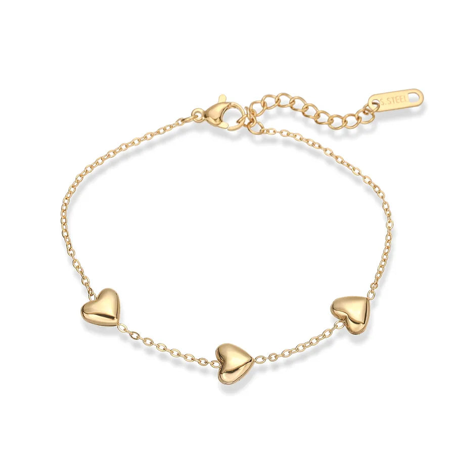 Retro Simple Style Heart Shape 304 Stainless Steel cable chain Bracelets In Bulk