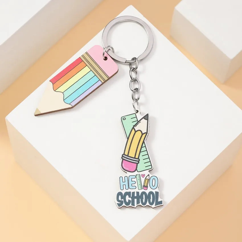 Simple Style Letter pencil Wood Teachers' Day Unisex Keychain