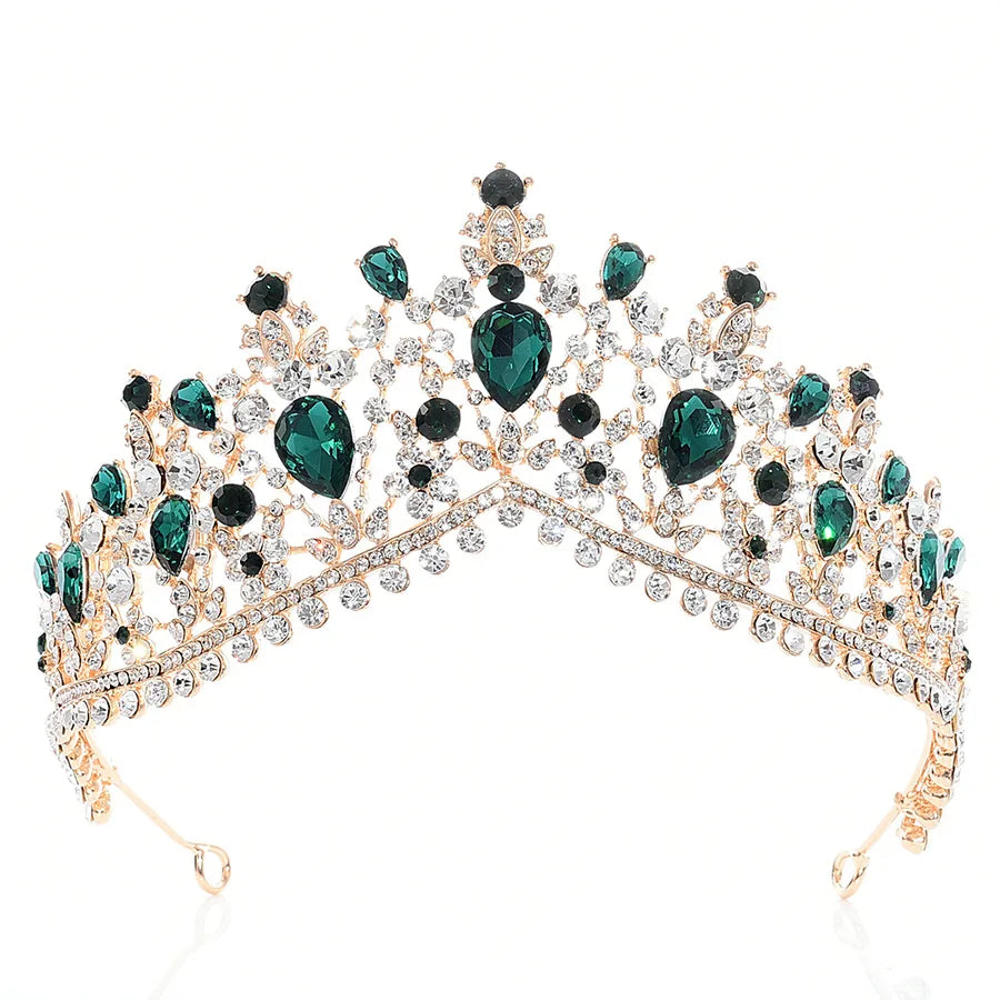 fashion water droplets crown alloy hollow out inlay rhinestones crown 1 piece