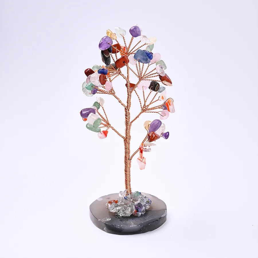 Elegant Handmade Simple Style Tree Natural Gemstone copper wire Ornaments Artificial Decorations