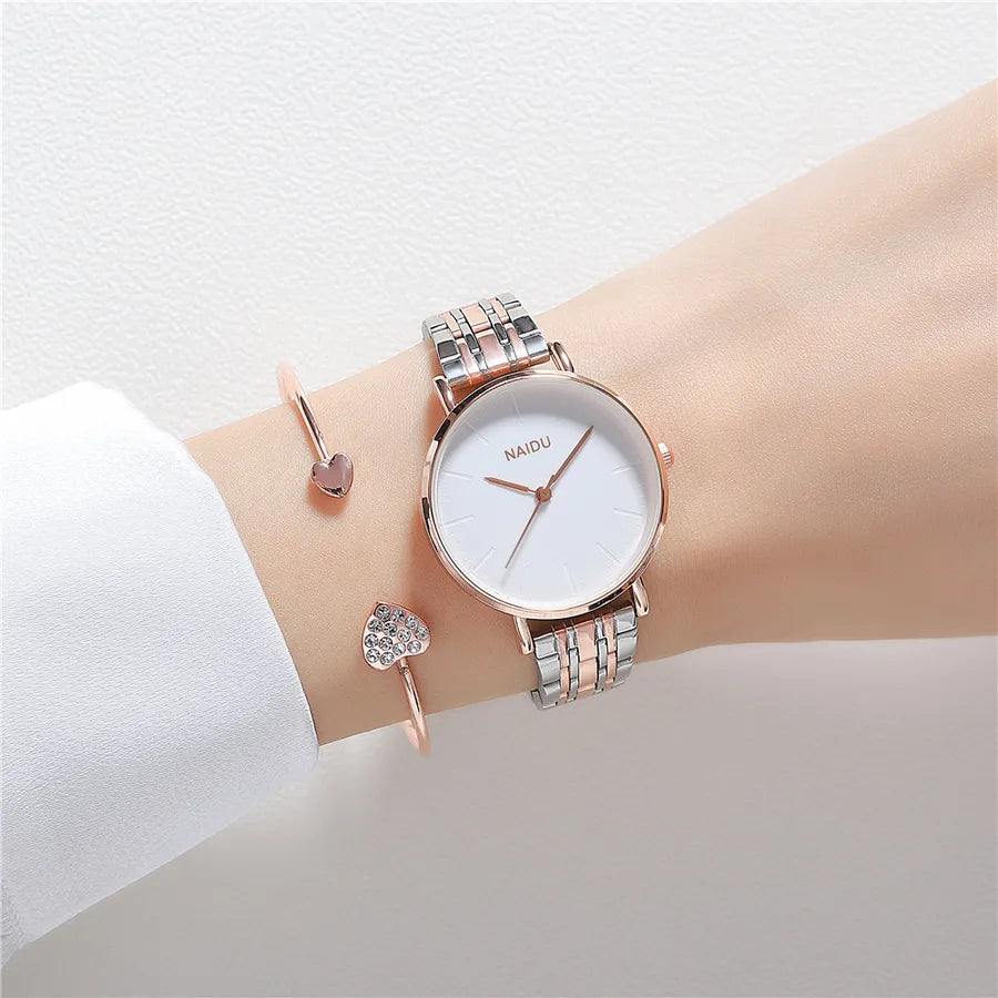Simple Style Solid Color Double Side Snaps Quartz Women's Watches