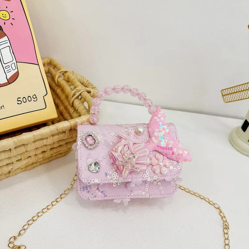 Children's Pearl Handbag  New Children's Bag Girls' Crossbody Bag Princess Accessories Bag  Style Shoulder Bag
