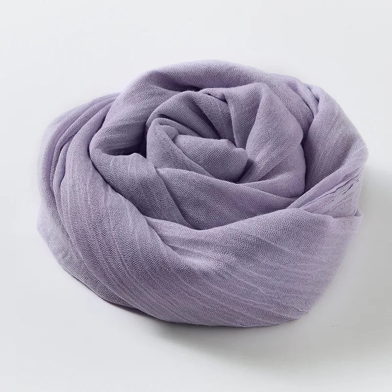 women's simple style solid color cotton and linen silk scarves