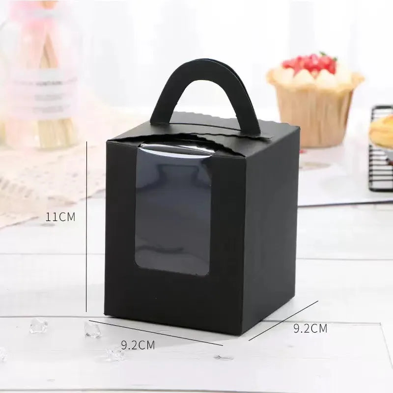 Individual Mini Dessert Paper Cupcake Muffin French Mousse Packaging Box Handheld Window Design for Baking Supplies