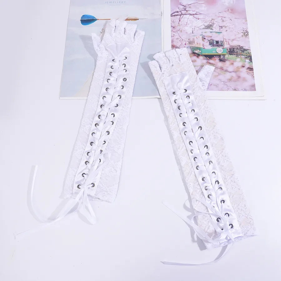 Women's Retro French Style Lolita Solid Color Lace Gloves