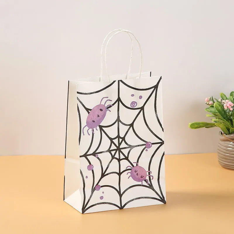 Halloween Party Handheld Kraft Paper Bag Ghost Pumpkin Bag Children's Candy Gift Packaging Cartoon Kraft Paper Bag