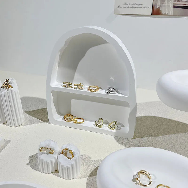 Creative Plaster Jewelry Display Stand Ring Holder Necklace Rack Shop Decoration Nordic Style Unique Design Jewelry Cabinet