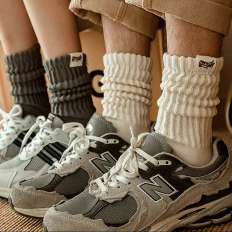 unisex sports solid color cotton crew socks a pair