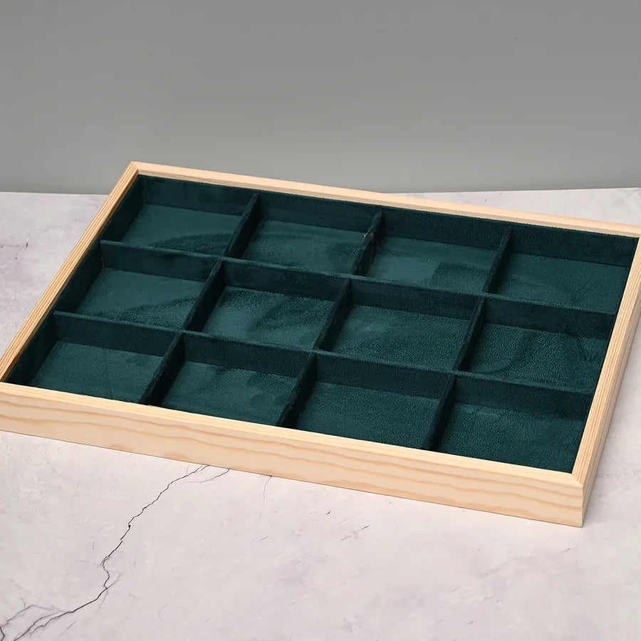 Rectangular Jewelry Display Stand Storage Box Earring Ring Bracelet Ring Holder Artificial Wood Velvet Handmade Simple Style