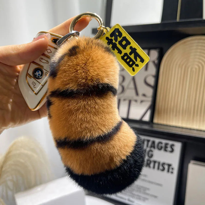Simple Style Paw Print Plush Keychain