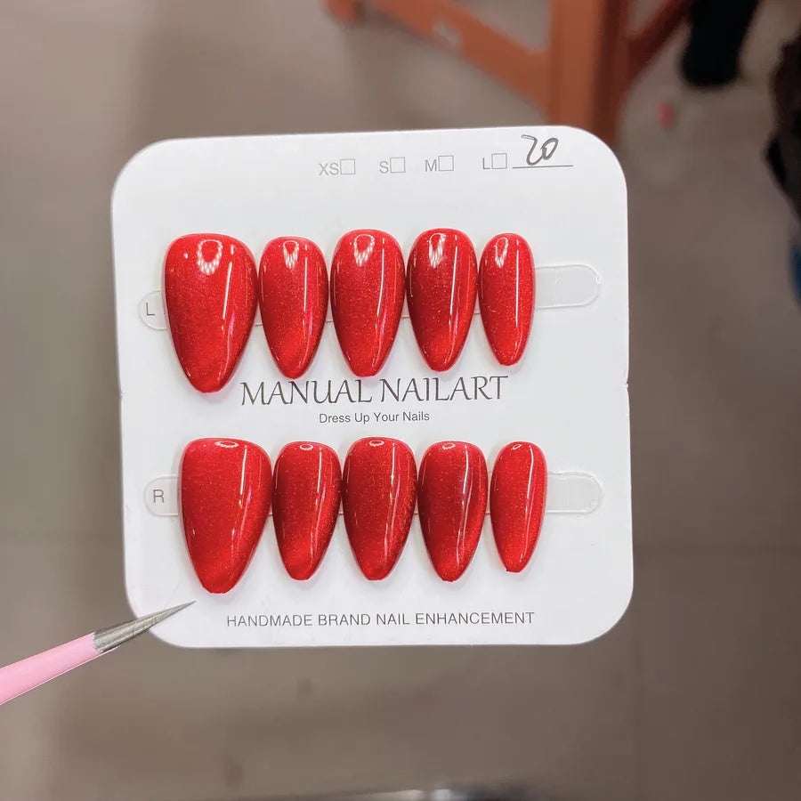 Handmade Wearable Nail Art Phototherapy Finished Product Sparkling Crystal Stone Cat's Eye Removable Starry Sky Pattern Simple Style